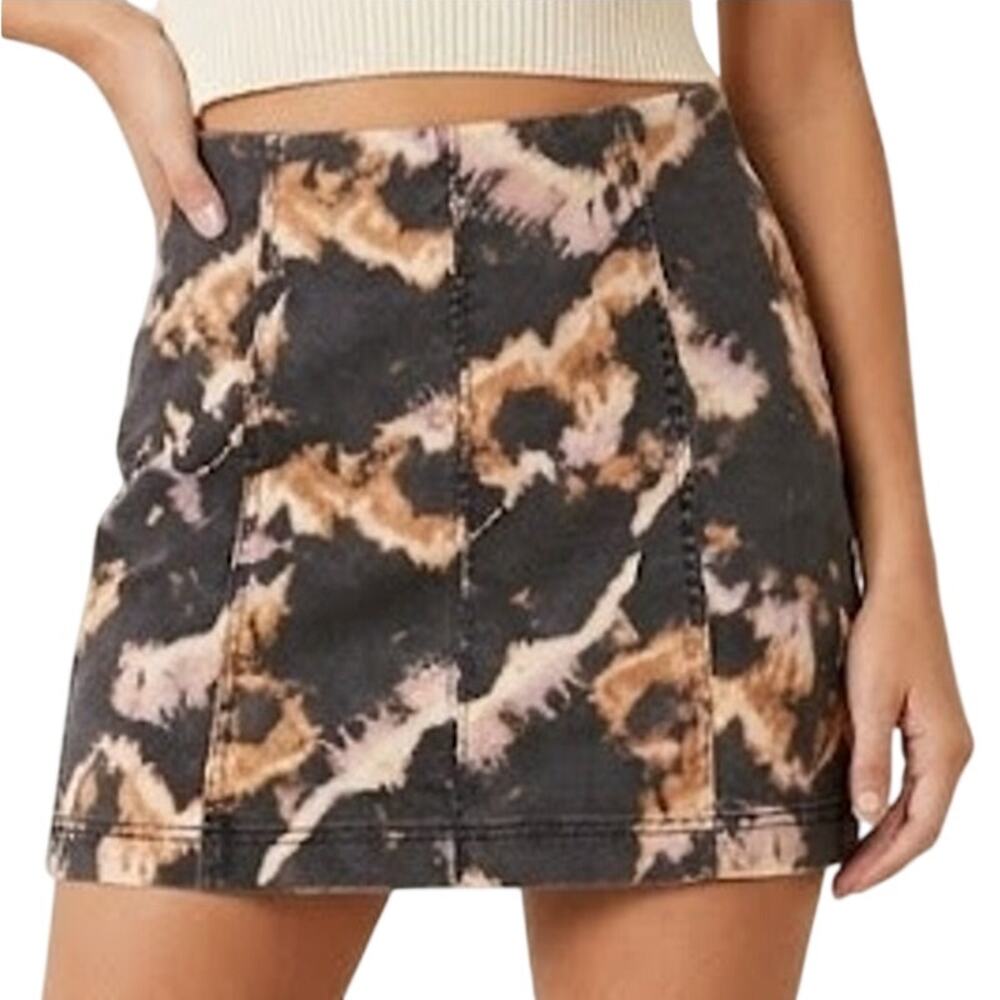 Free People Modern Femme Denim Mini Skirt in Midnight Combo NWT 4